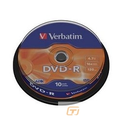 Verbatim Диски DVD-R 4.7Gb 16х, 10 шт, Cake Box (43523)