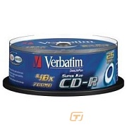Verbatim Диски CD-R Verbatim 52-x 700Mb, Cristal AZO, Cake Box 25 шт. (43352)