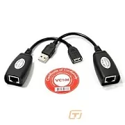 VCOM CU824 Адаптер-удлинитель USB-AMAF/RJ45, по витой паре до 45m [4895182215528]